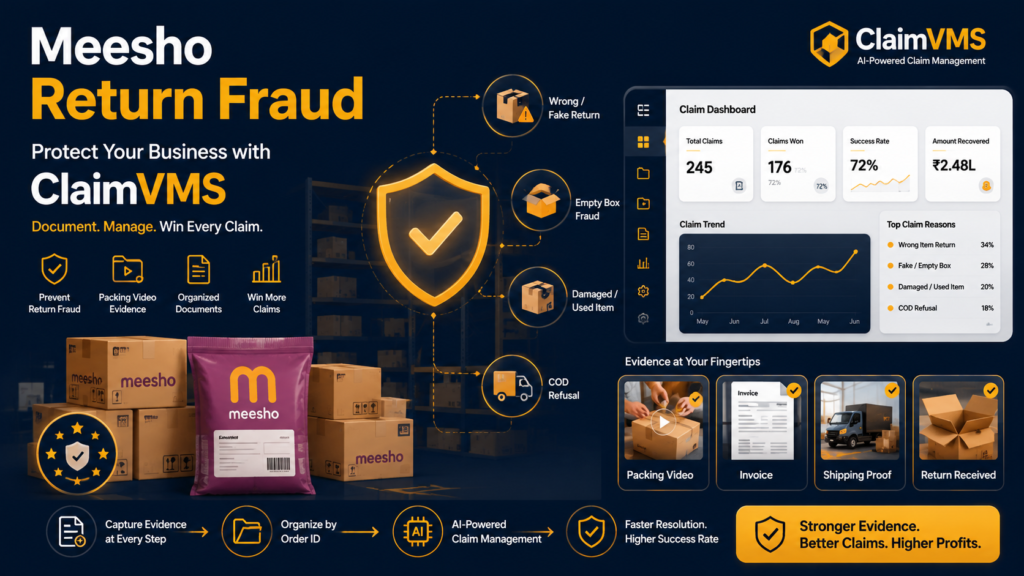 Meesho Return Fraud prevention using ClaimVMS claim management software